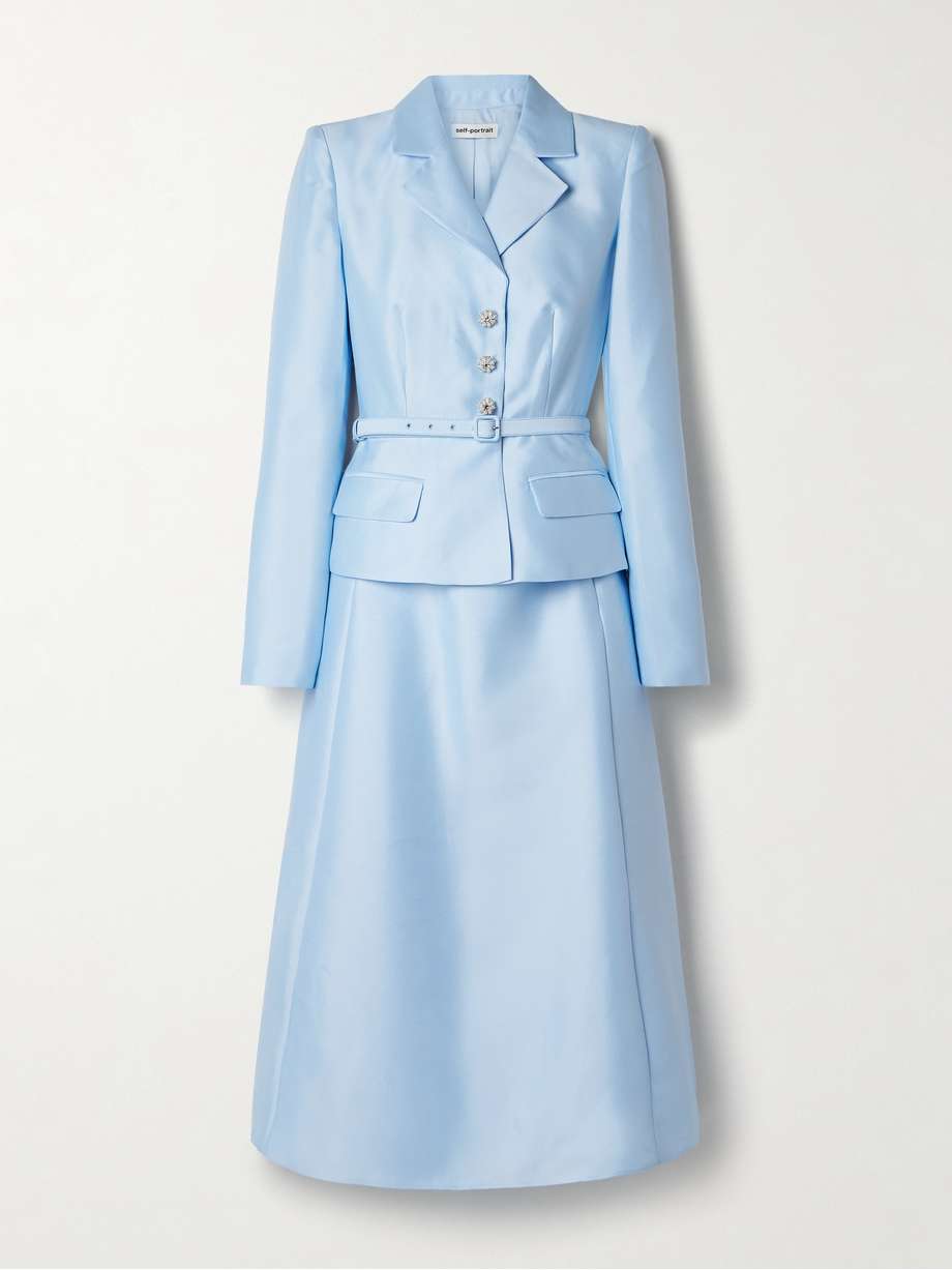 layered embellished taffeta midi dress