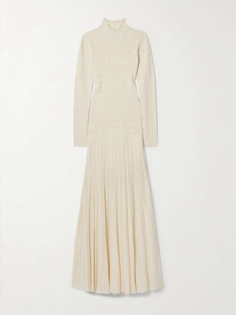 Isabel Marant Gisole Paneled Pointelle-knit Turtleneck Maxi Dress