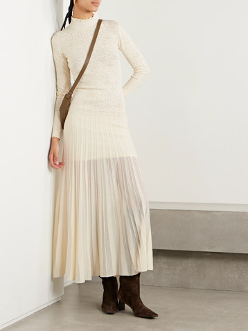 Isabel Marant Gisole paneled pointelle-knit turtleneck maxi dress