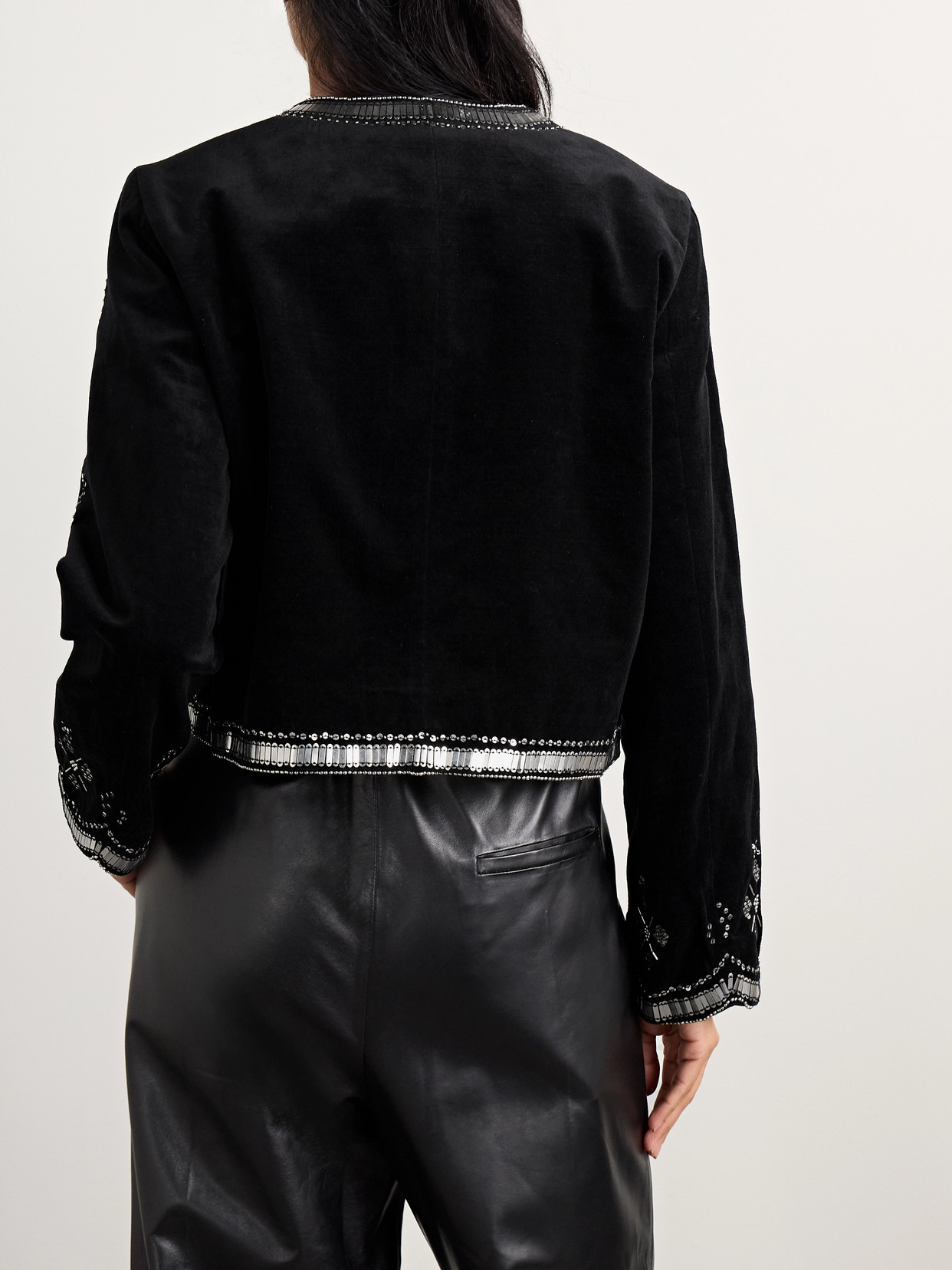 Isabel Marant Hady Embroidered Velvet Jacket In Black