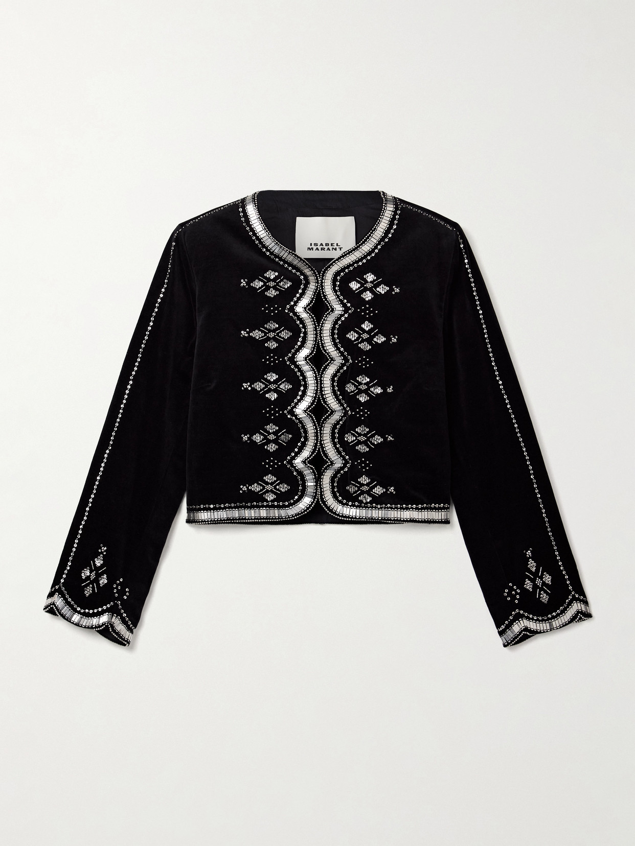 Isabel Marant Hady Embroidered Velvet Jacket In Black