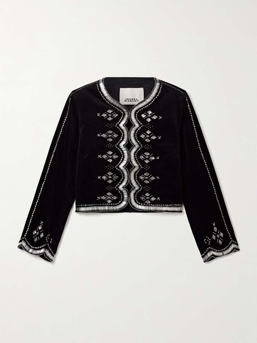 Isabel Marant Hady Embellished Cotton-velvet Jacket