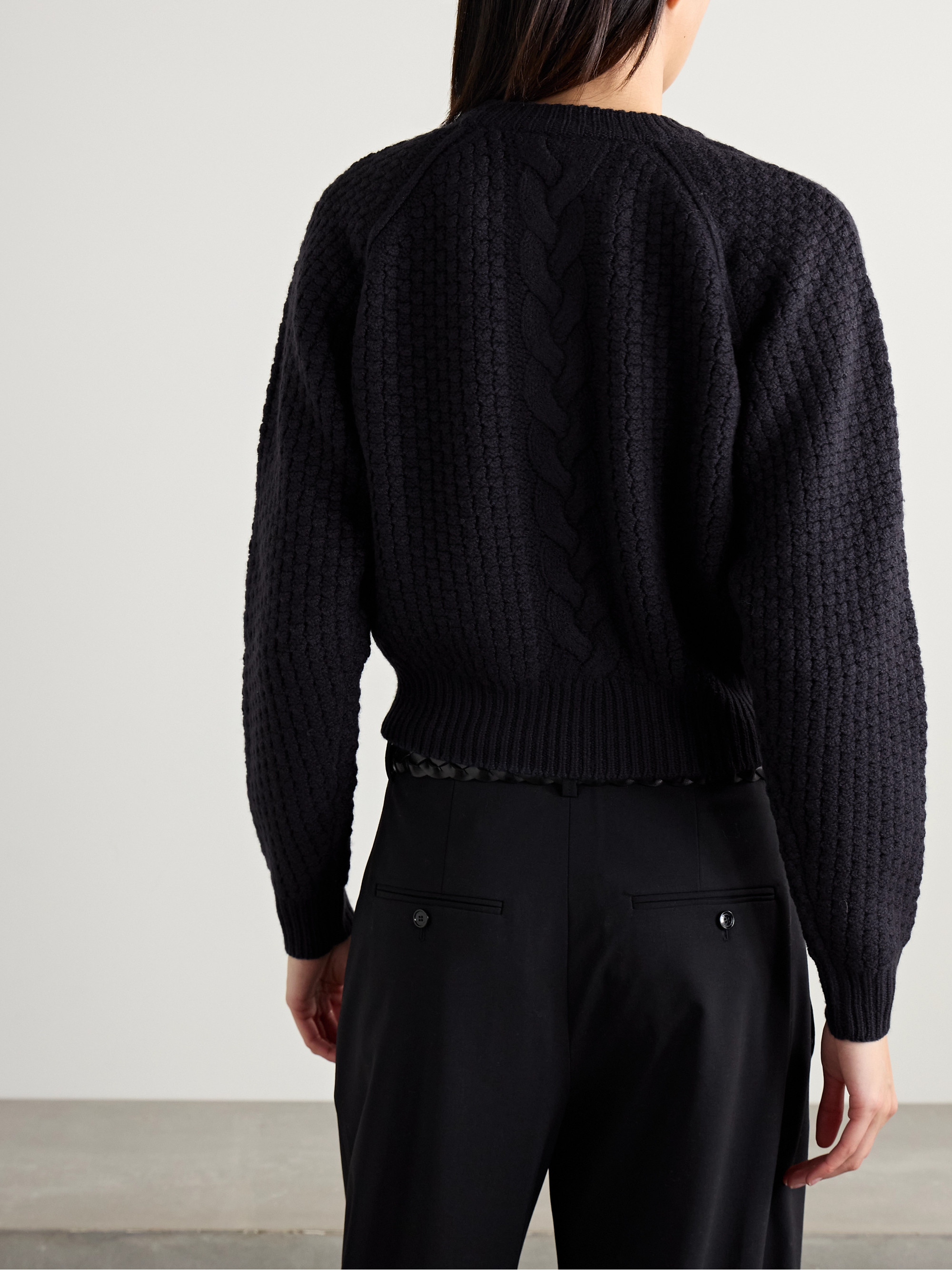 Isabel Marant Obrero cropped cable-knit merino wool sweater thumbnail