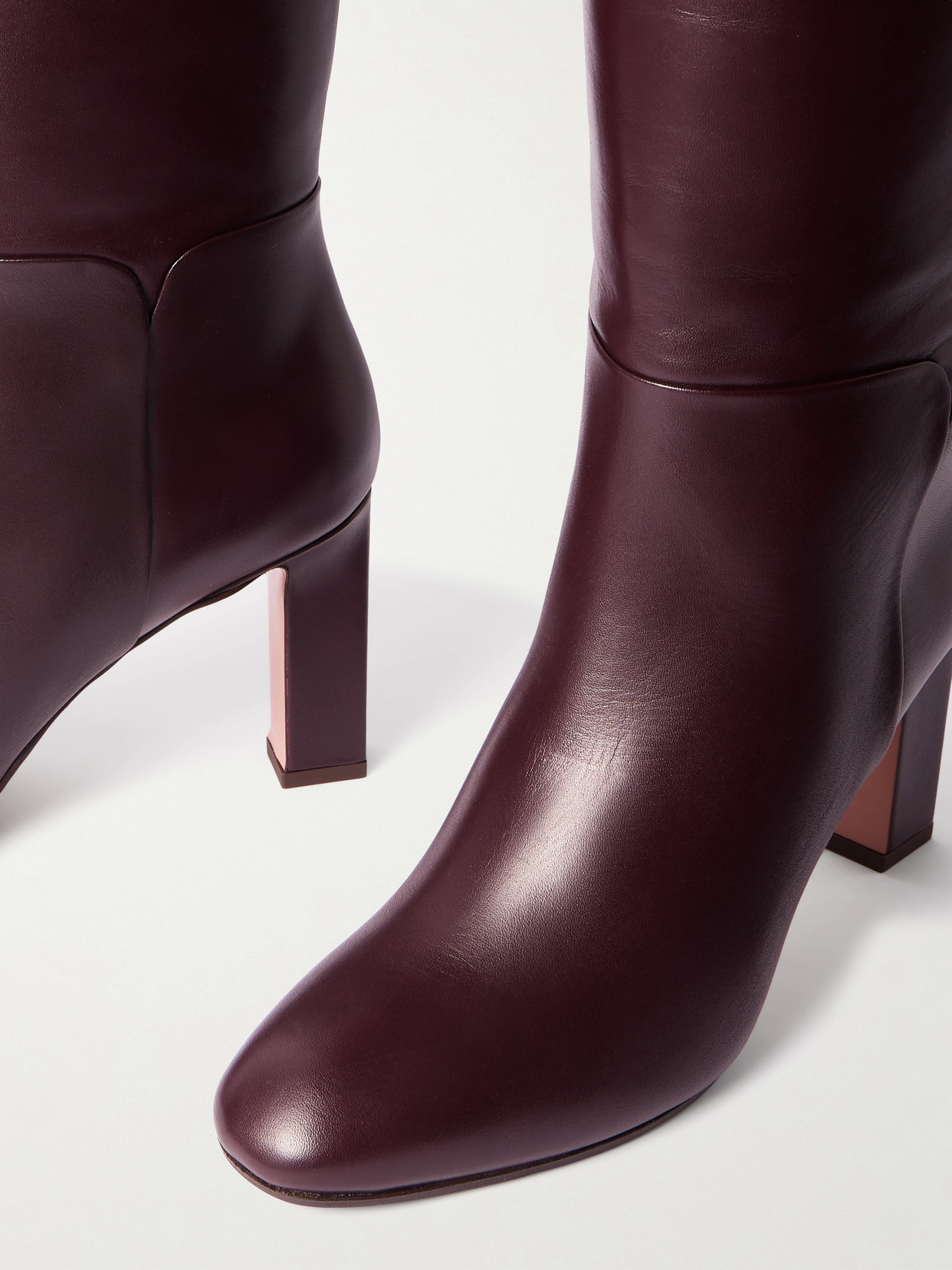 Aquazzura 85mm Sellier Leather Heeled Boot In Burgundy