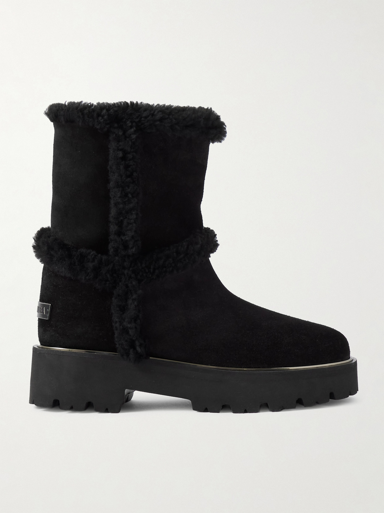 Aquazzura Teddi Shearling-trimmed Suede Boots In Black