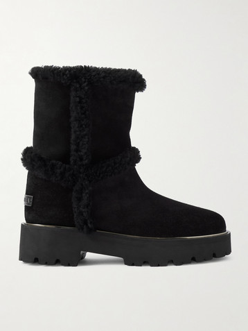 AQUAZZURA Teddi shearling-trimmed suede boots