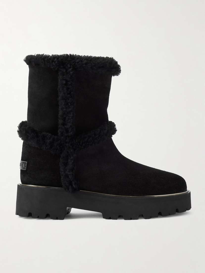 Aquazzura Teddi Shearling-trimmed Suede Boots