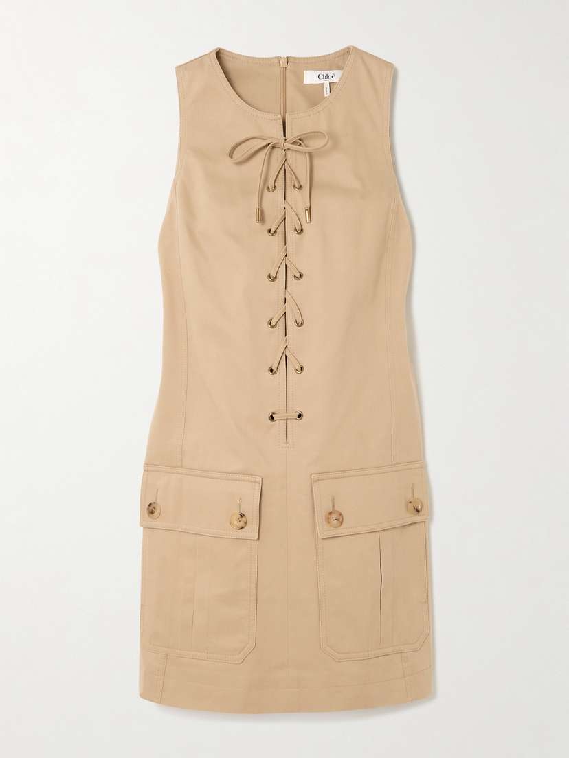 Chloé Lace-up Cotton Mini Dress