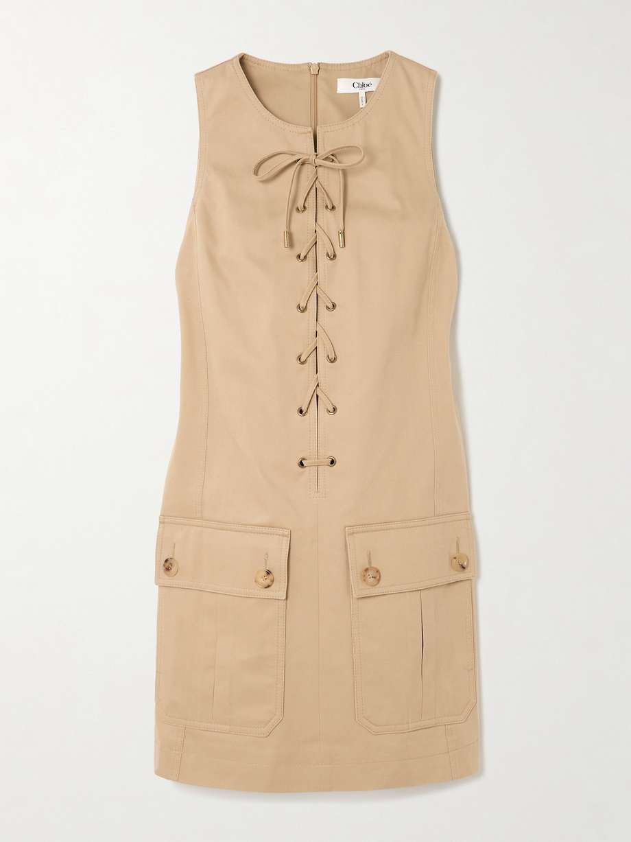 lace-up cotton mini dress