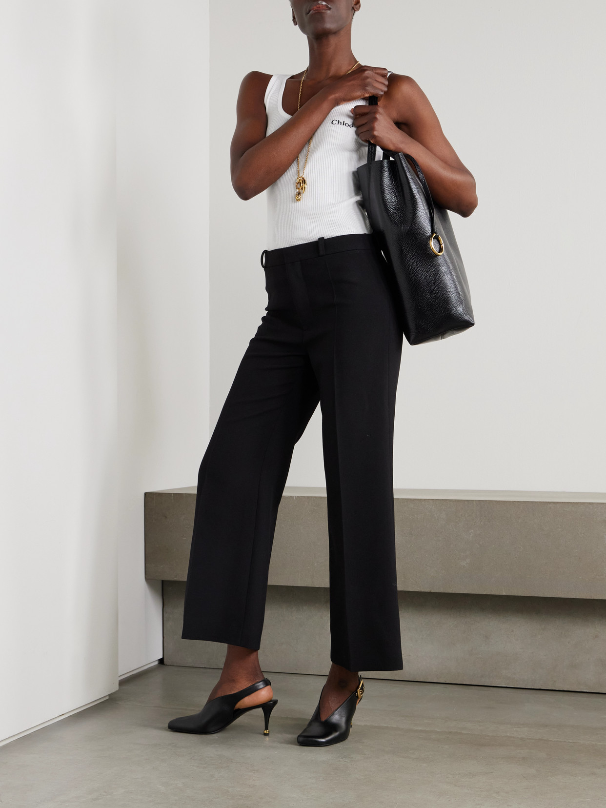 Chloé Cropped Flared Trousers In Black