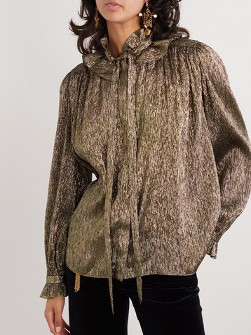 Chloé Pussy-bow metallic chiffon blouse