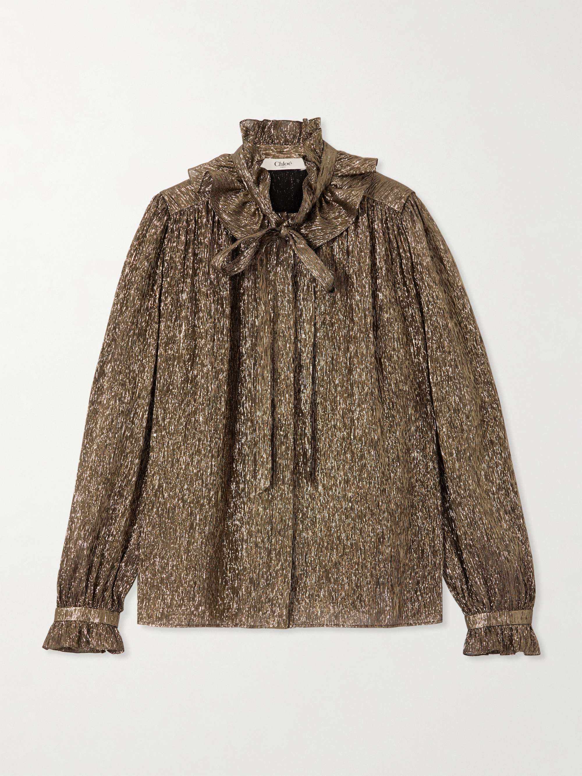 CHLOÉ Pussy-bow metallic chiffon blouse | NET-A-PORTER