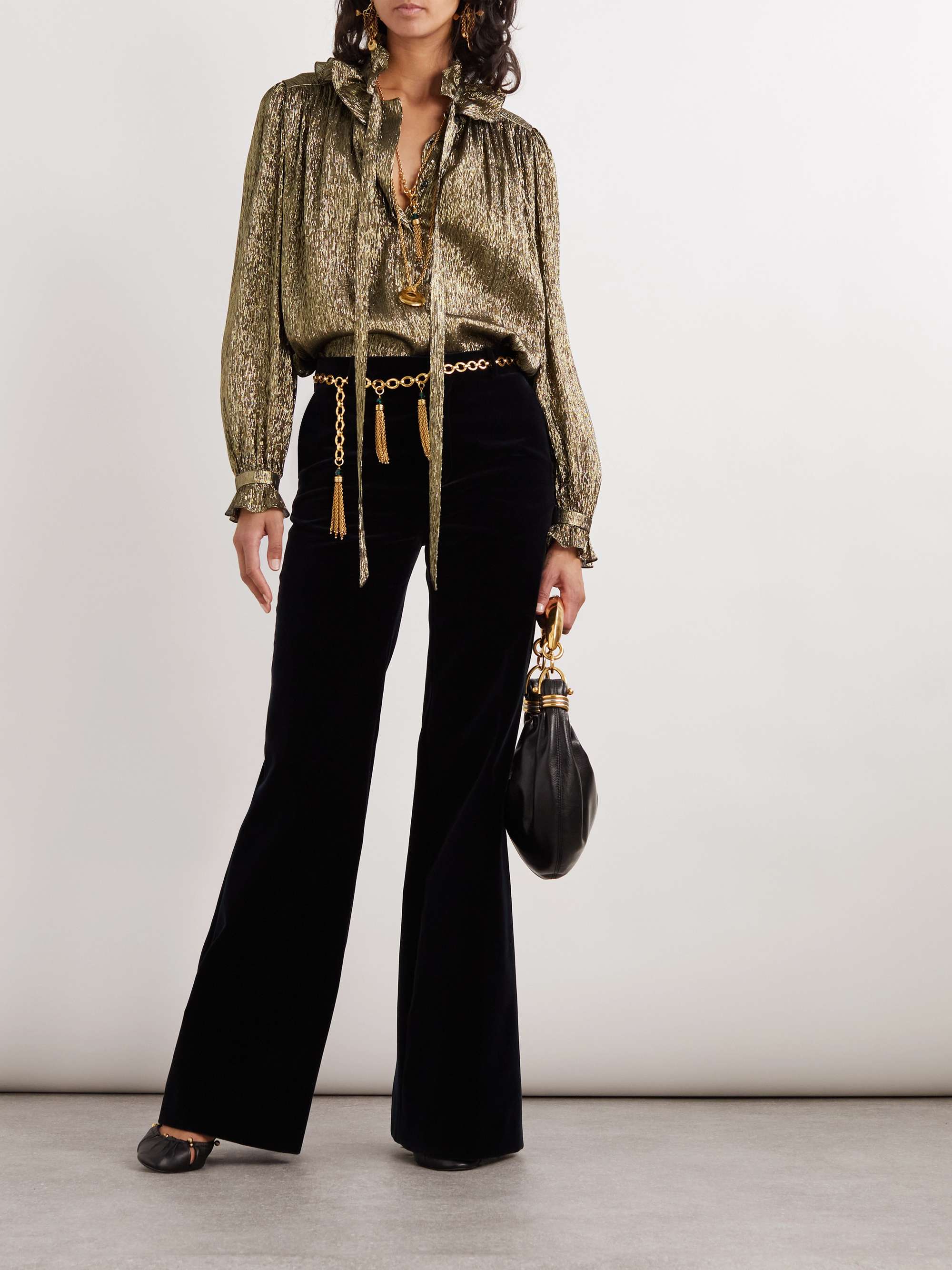 CHLOÉ Pussy-bow metallic chiffon blouse | NET-A-PORTER