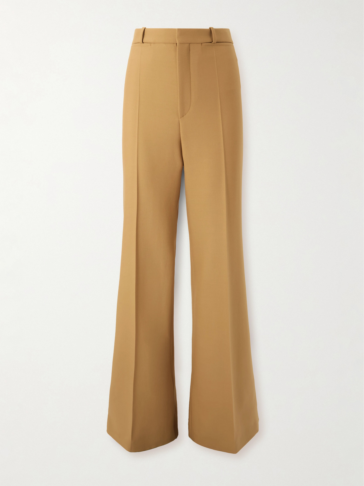 Chloé Broken-heel Low-rise Wool Pants In Brown