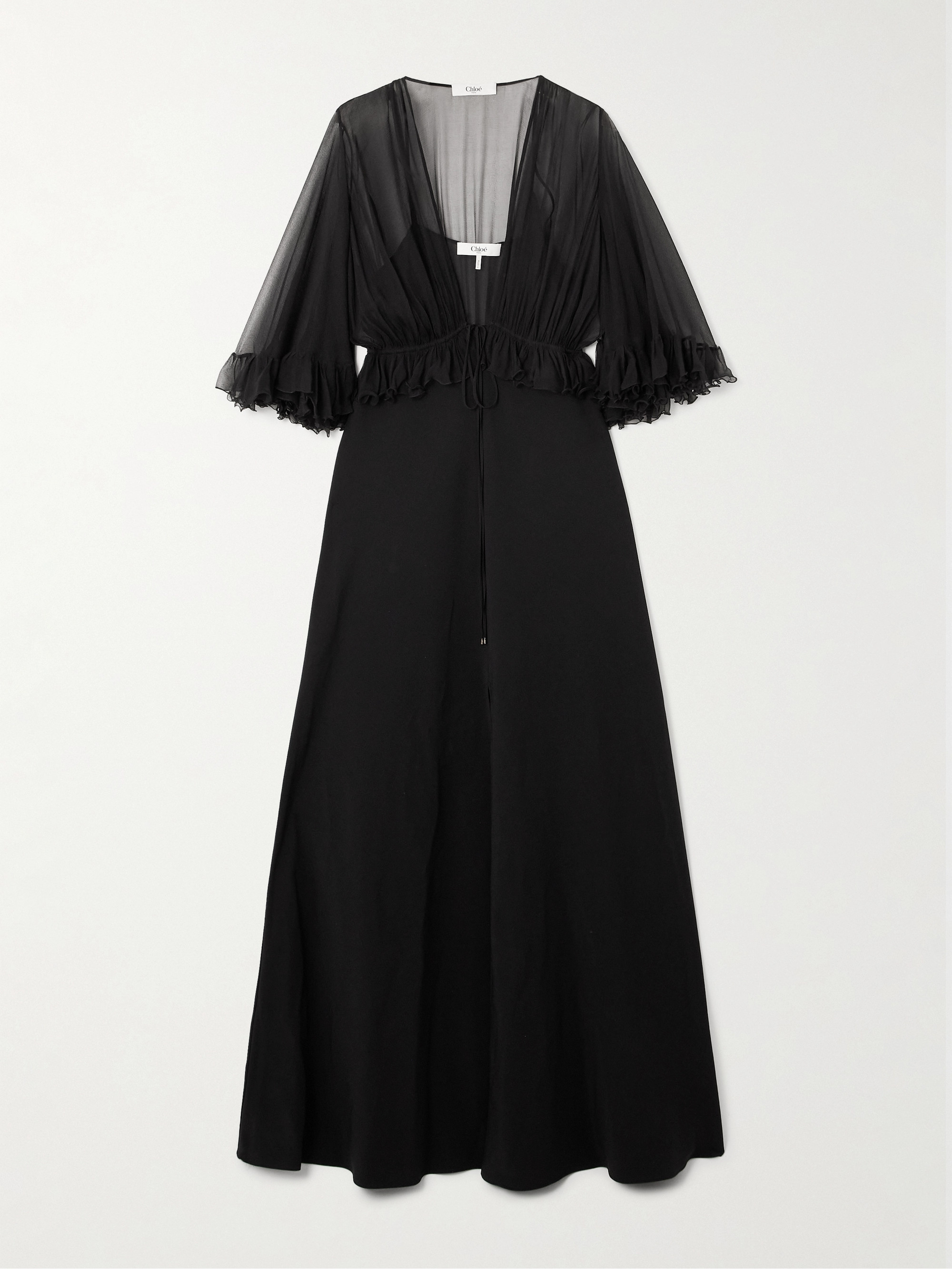 Chloé Ruffled silk-crepon and crepe maxi dress