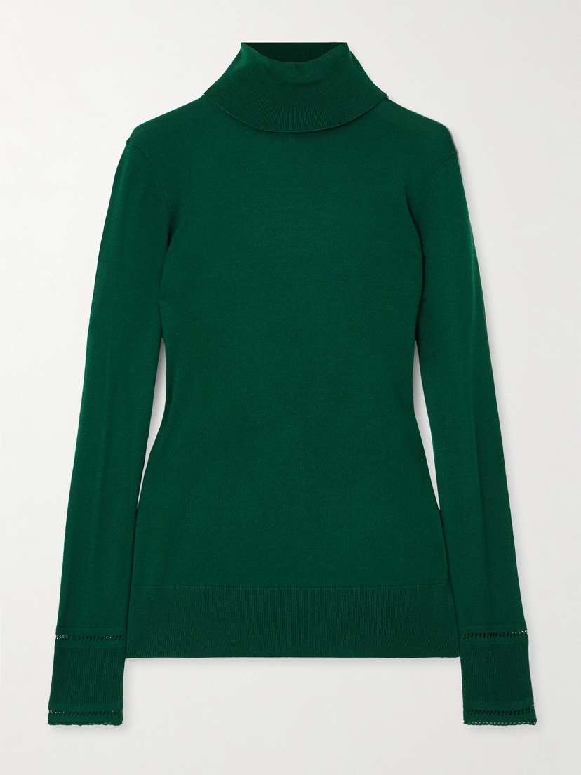 Chloé Pointelle-knit Wool Turtleneck Sweater