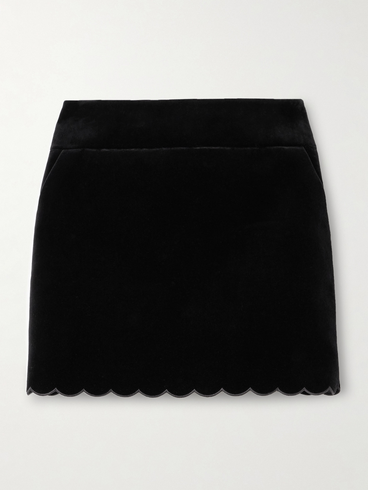 Chloé Velvet Scallop-rimmed Mini Skirt In Black