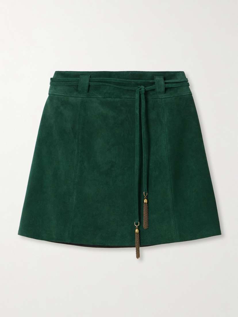 Chloé Belted Embellished Suede Mini Skirt