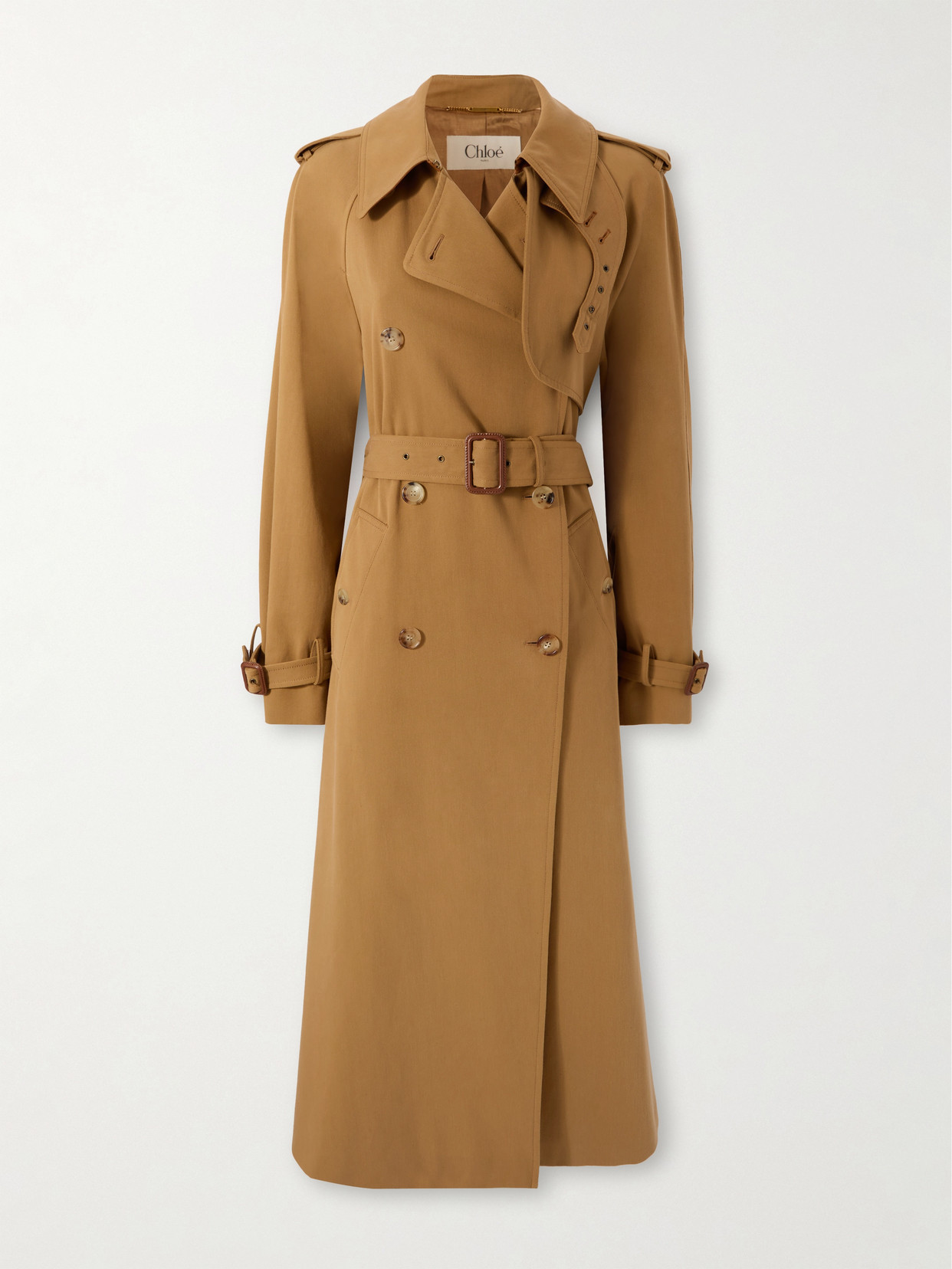 コート Chloe Long Water-Repellent Beige Trench Coat Chloé Chloe Long Water-repellent Beige Trench Coat In Cotton