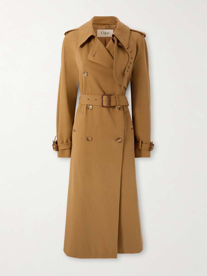 Chloé Double-breasted Belted Cotton-gabardine Trench Coat