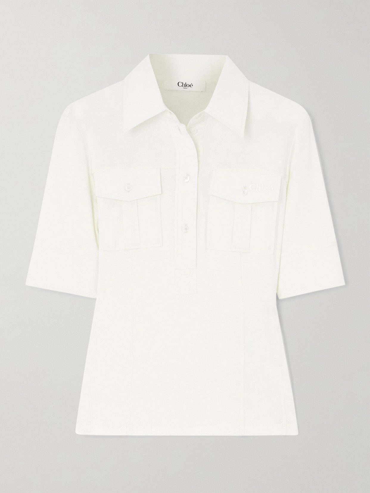 Chloé Cotton Polo Top In White