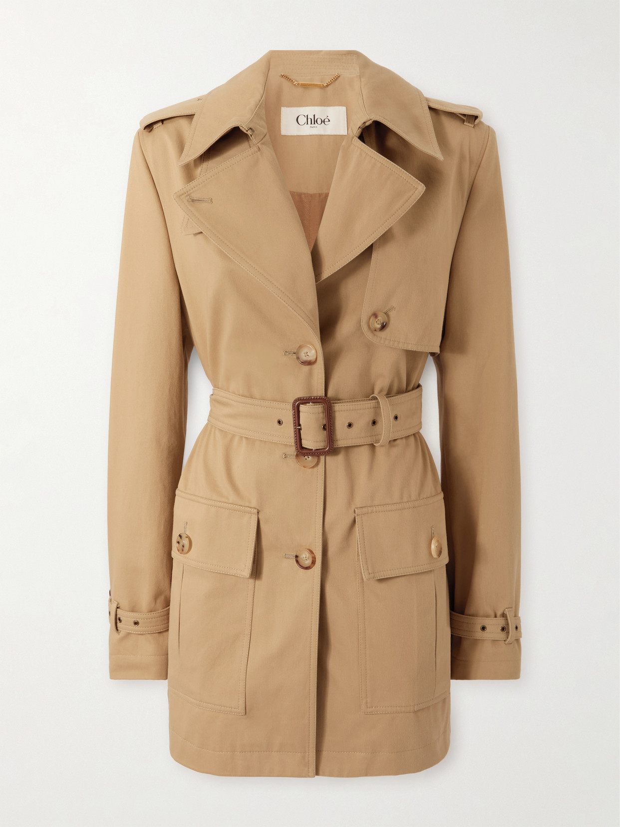 CHLOÉ BELTED COTTON-GABARDINE TRENCH COAT