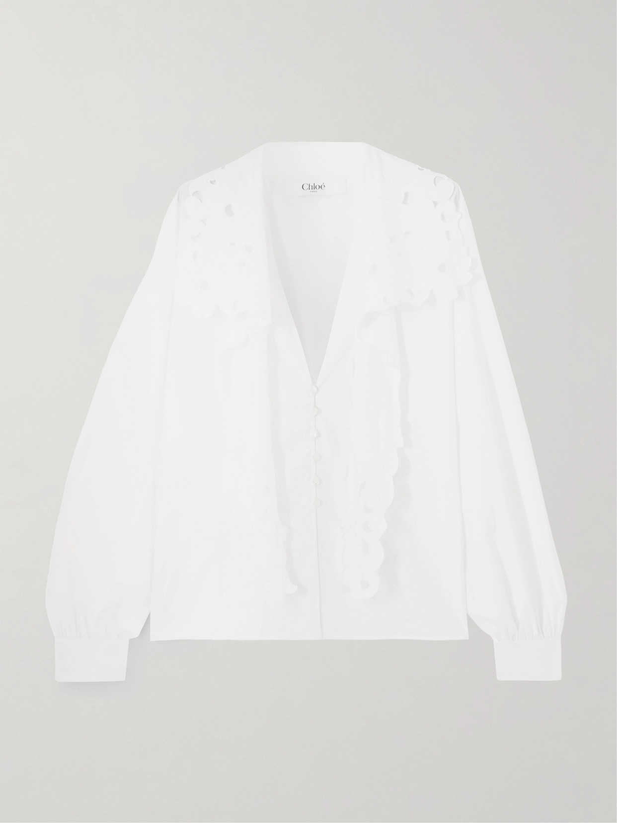 Chloé Broderie Anglaise Cotton-poplin Shirt In White