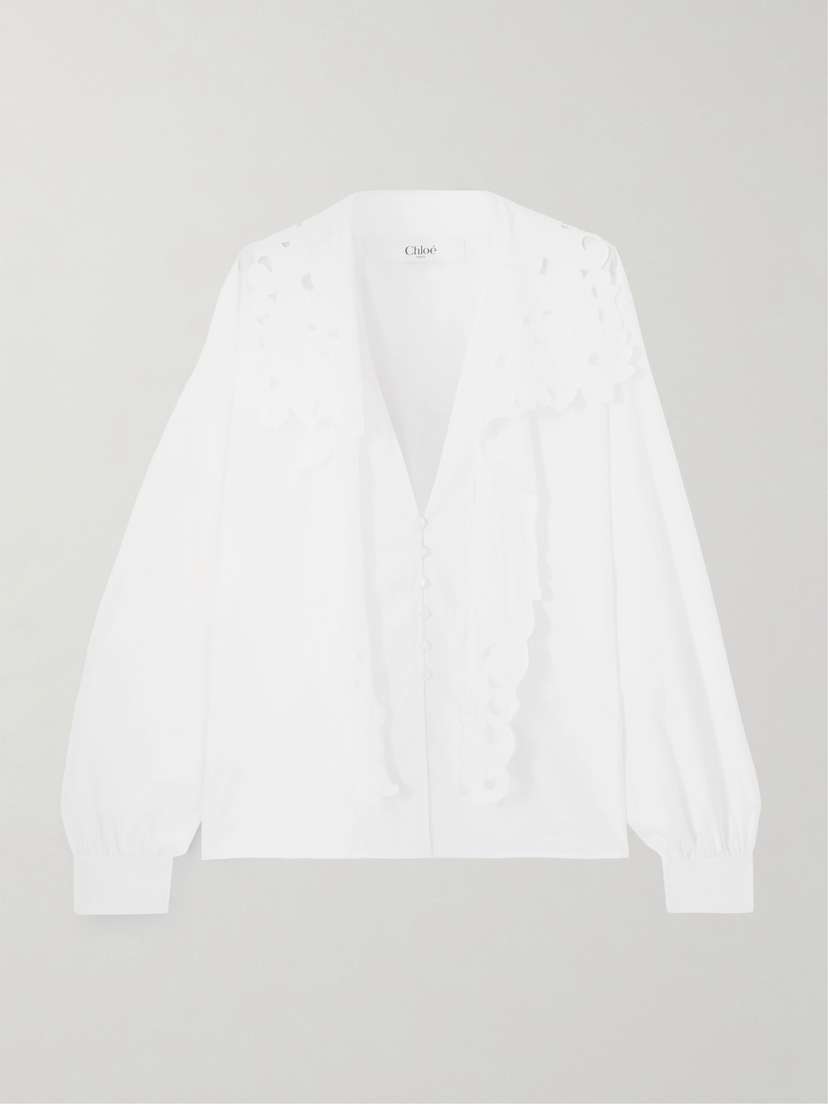 Chloé Broderie Anglaise Cotton-poplin Shirt