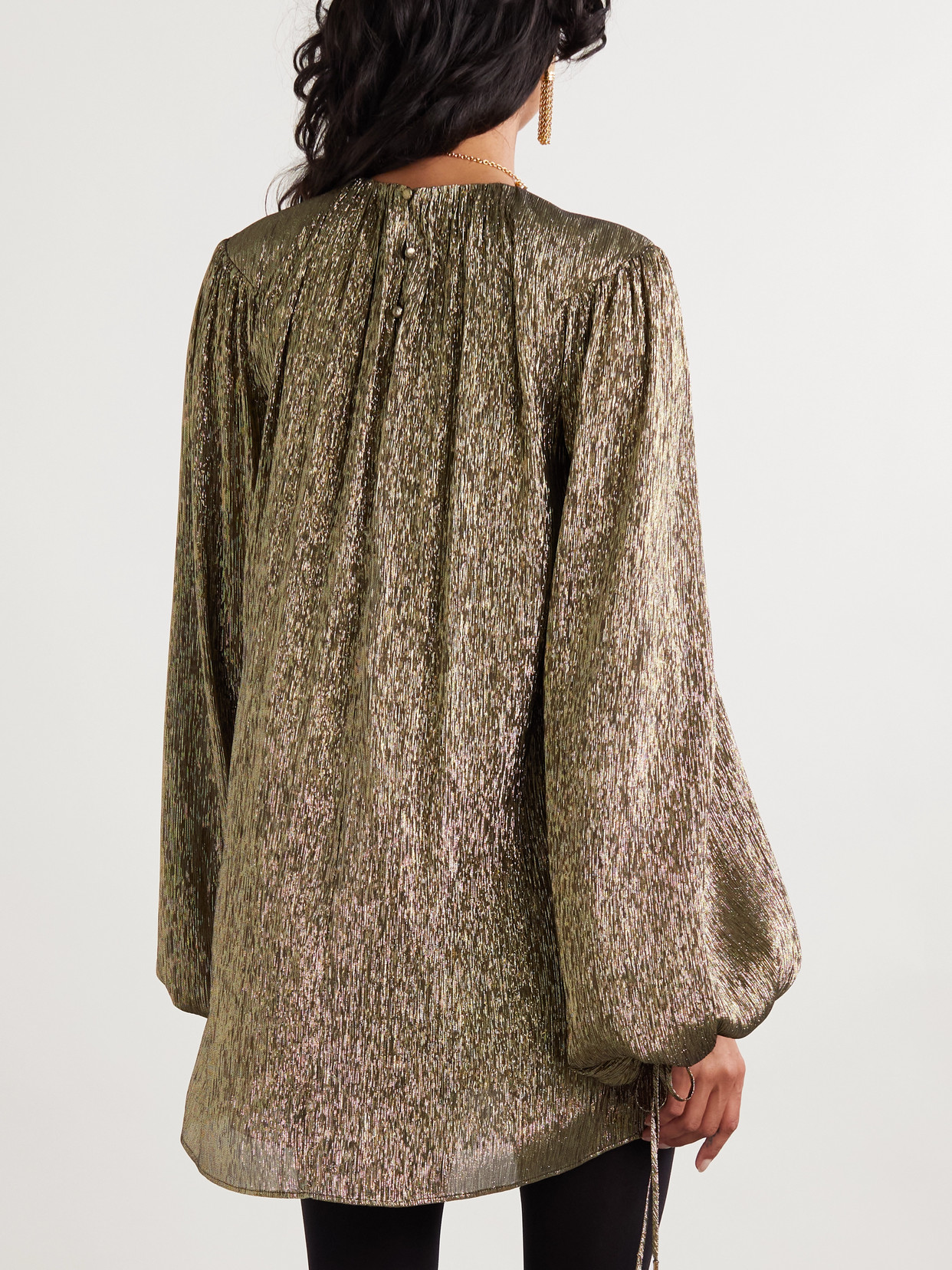 Shop Chloé Metallic Silk-blend Mini Dress In Gold