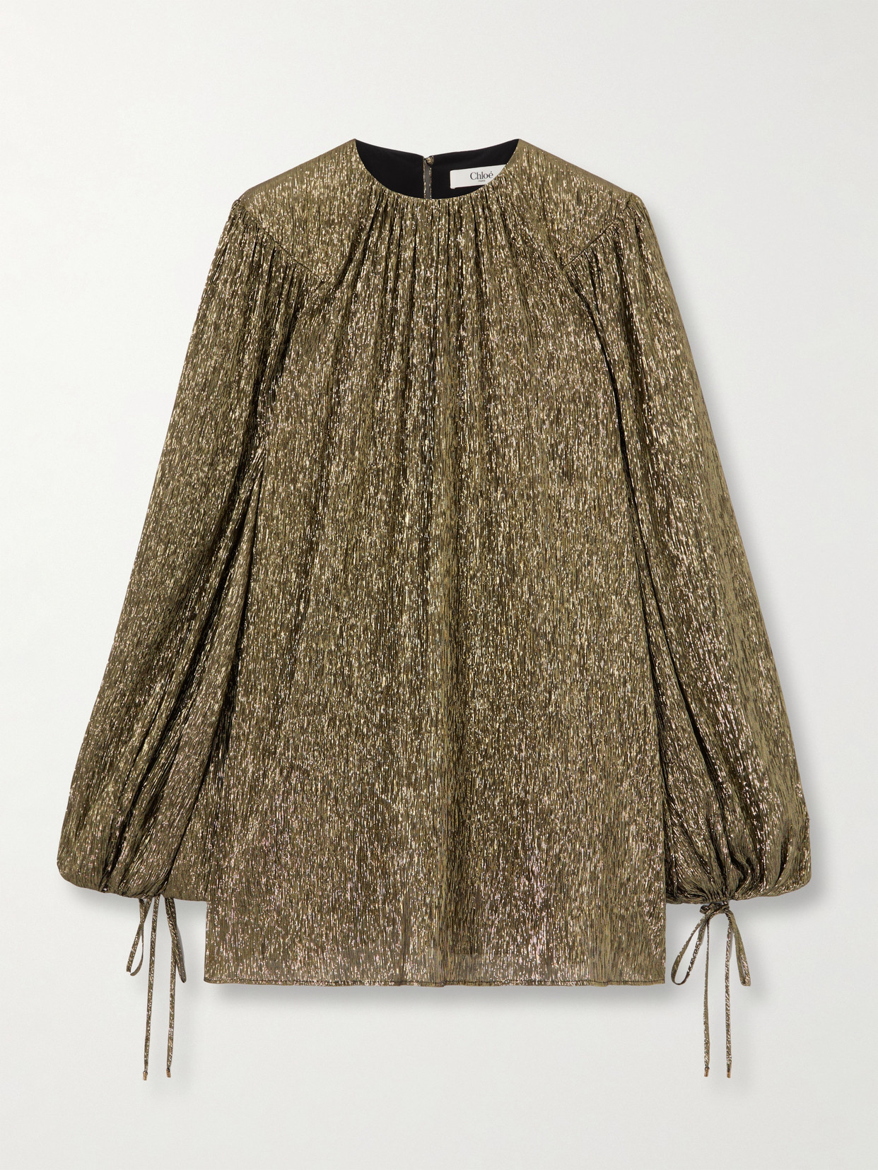 Chloé - Metallic Silk-blend Mini Dress - Gold