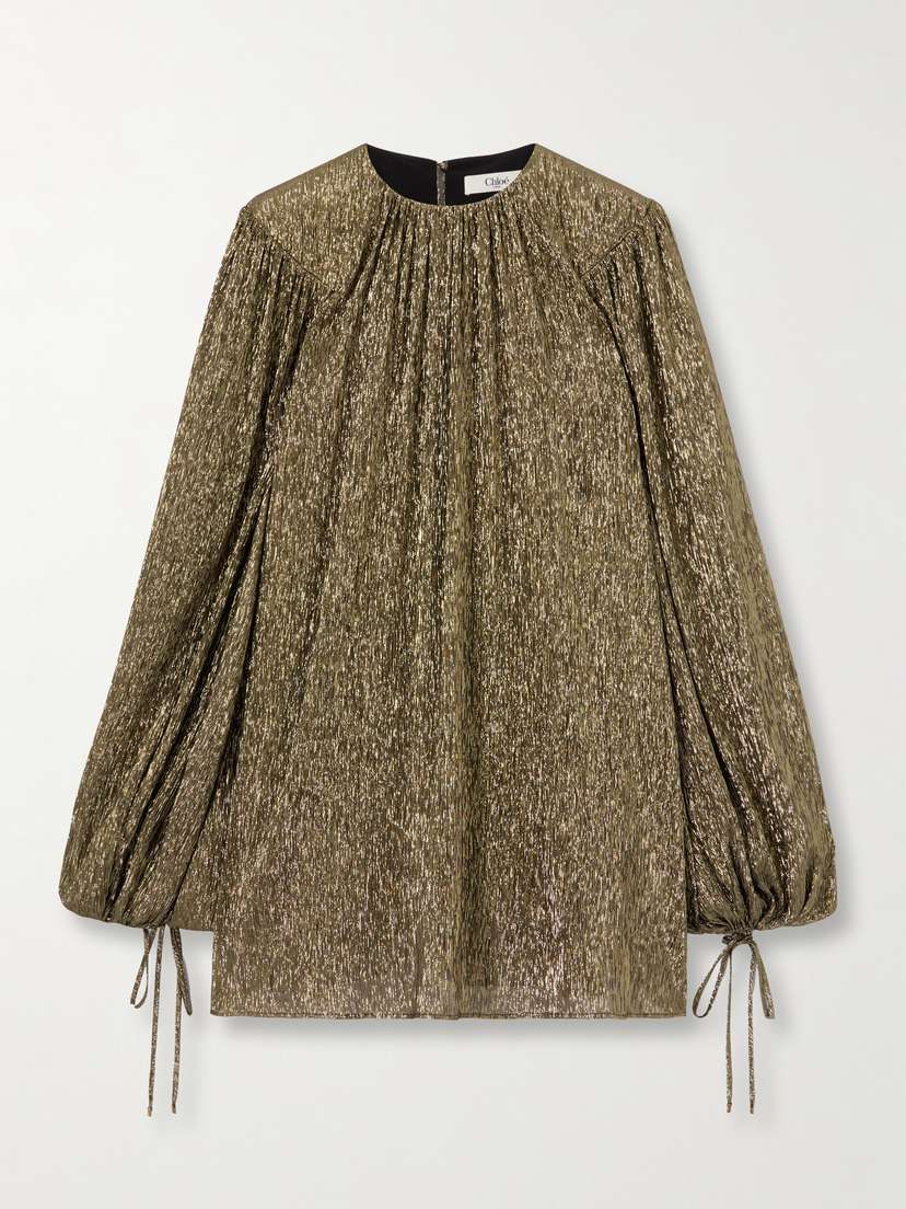 Chloé Metallic Silk-blend Mini Dress