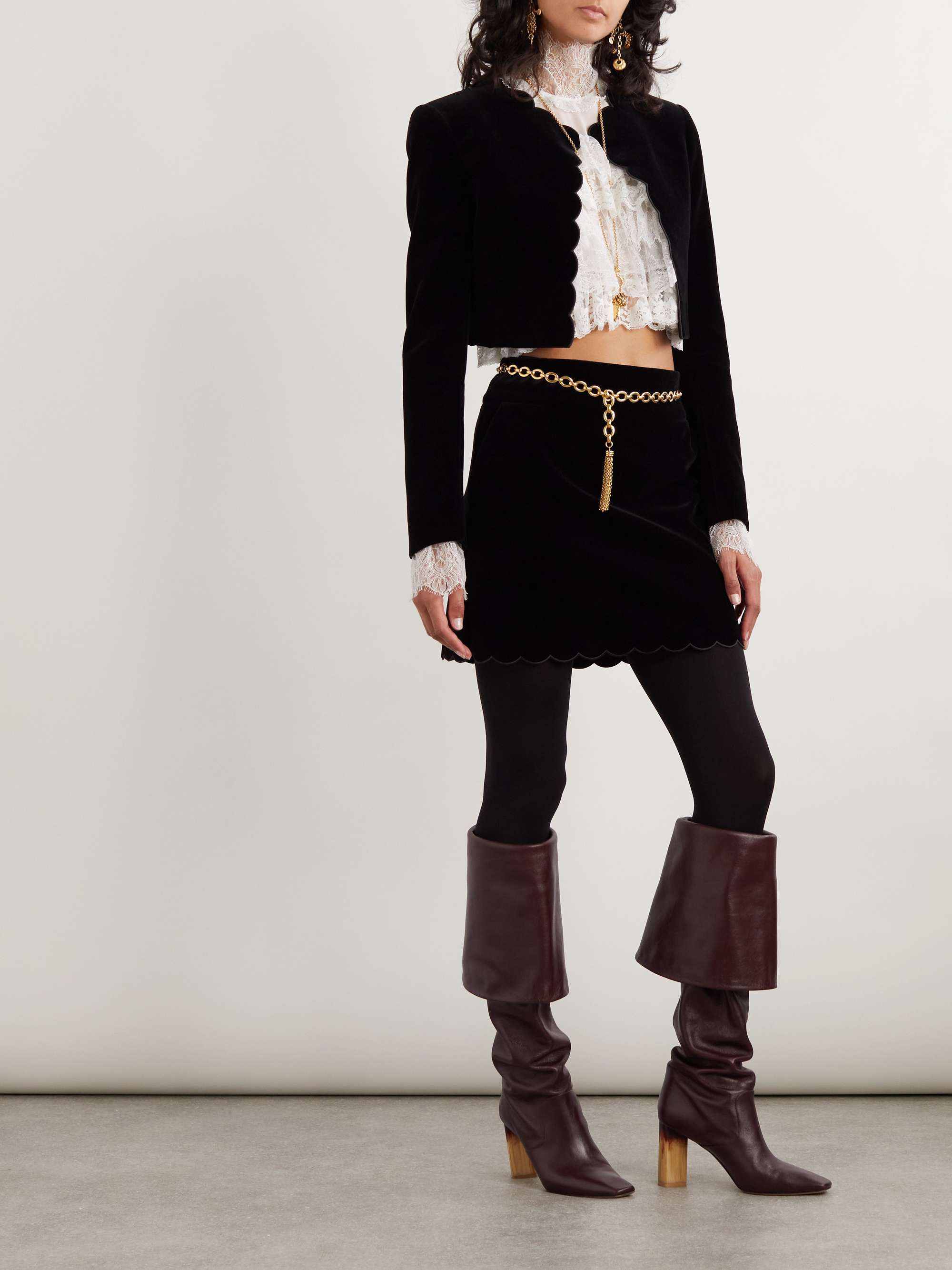 Chloé Cropped Scallop Top In Viscose Blend Knit | Chloé US