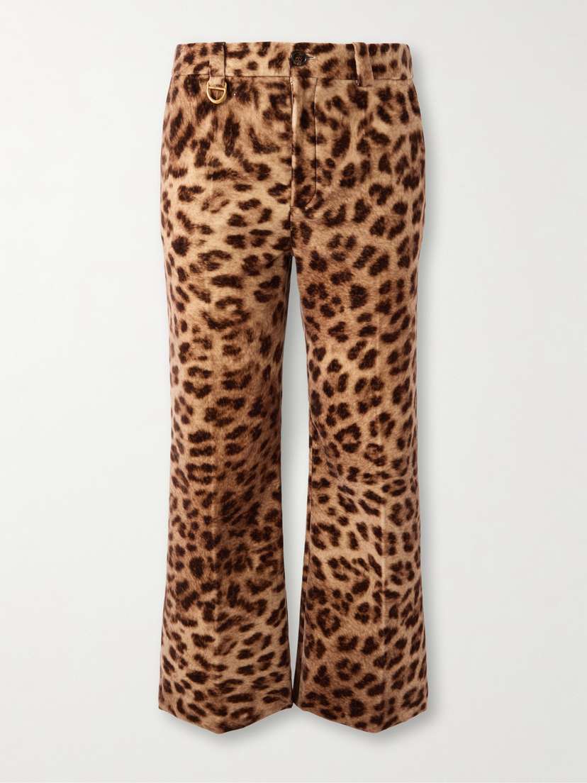Chloé Cropped Leopard-print Cotton-velvet Straight-leg Pants