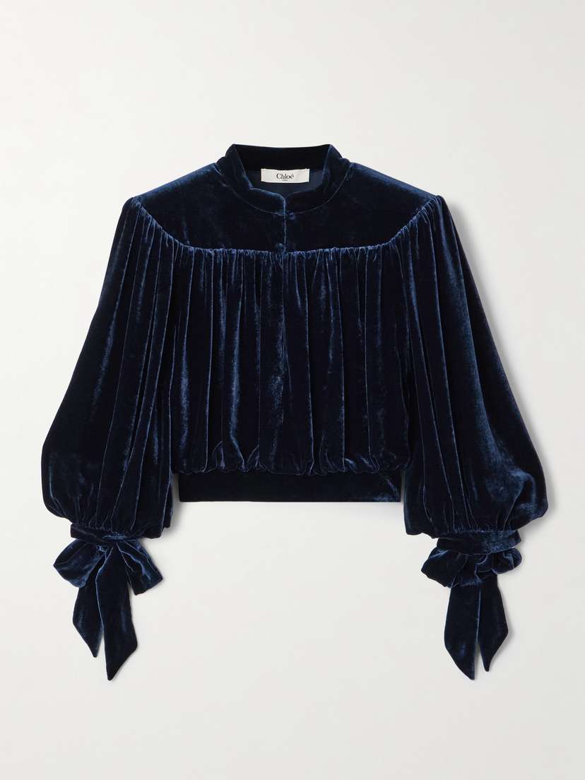 Chloé Gathered Velvet Blouse