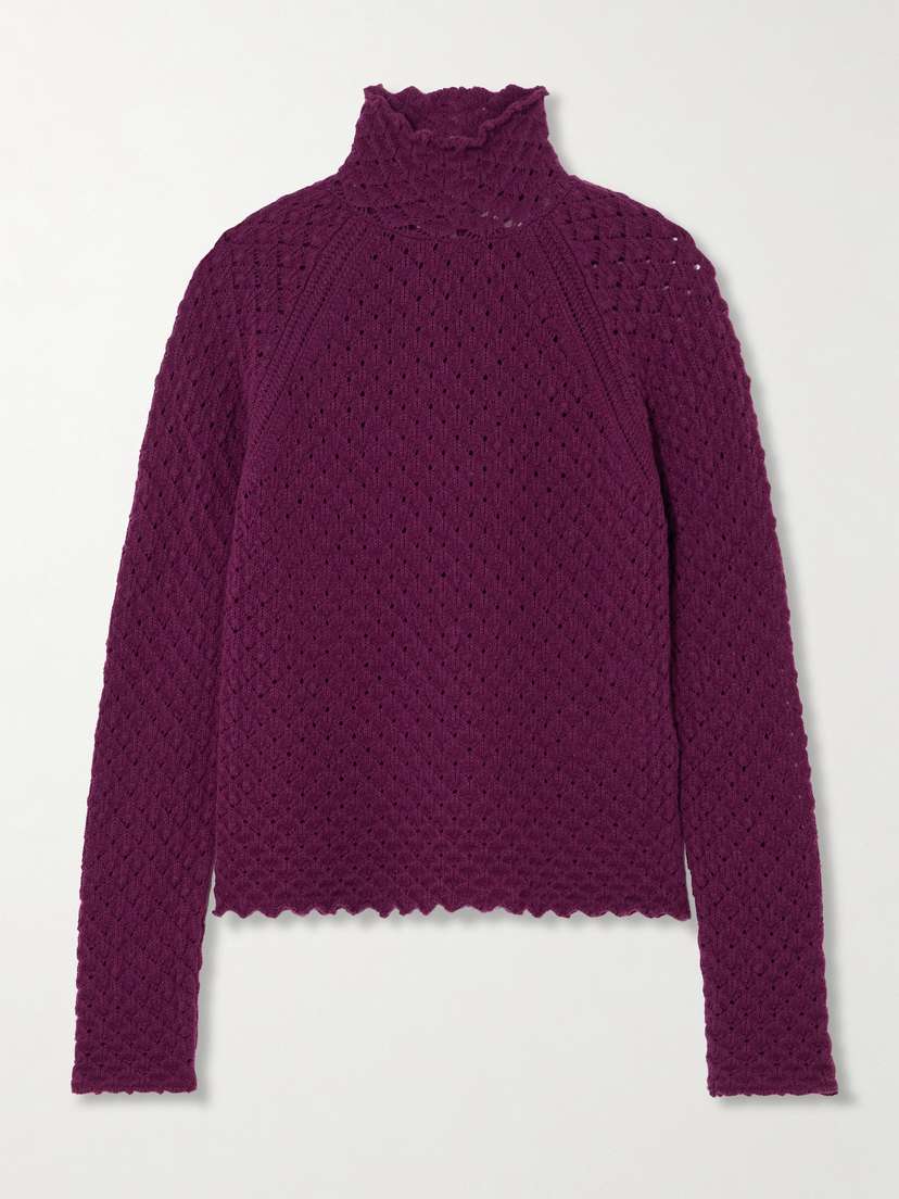 Chloé Open-knit Wool And Cashmere-blend Turtleneck Sweater
