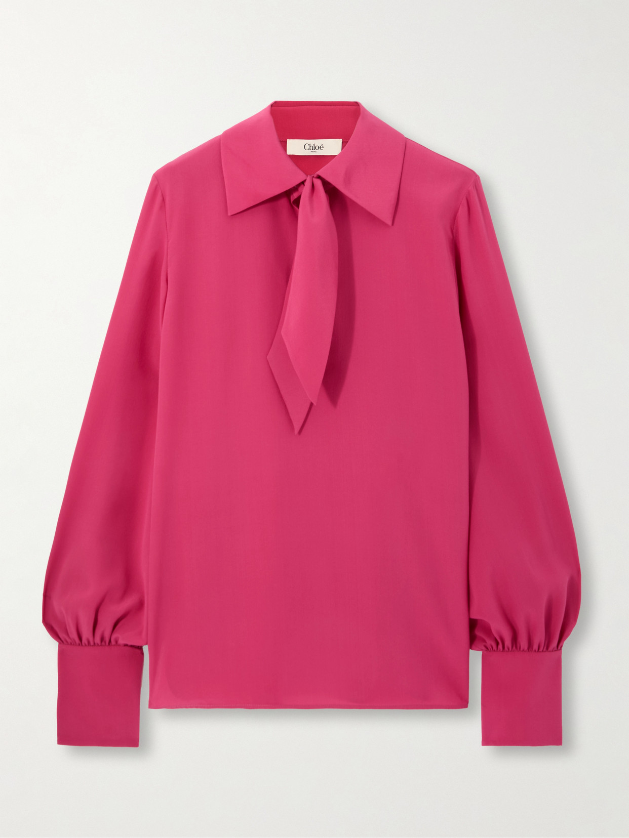 Chloé Tie-detailed Crepe De Chine Blouse In Pink