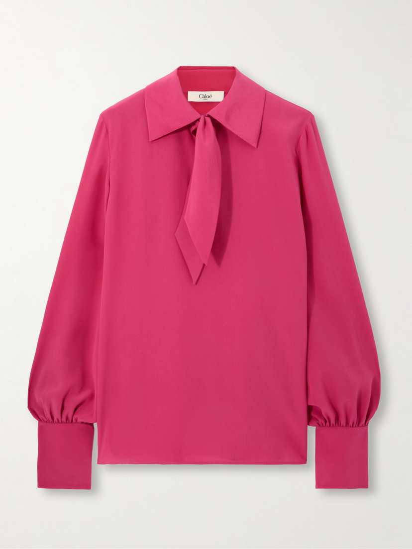Chloé Tie-detailed Crepe De Chine Blouse