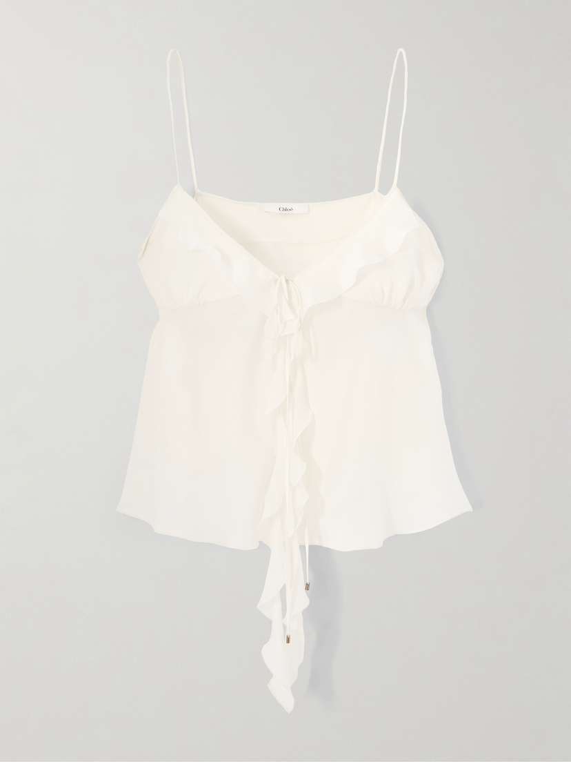 Chloé Ruffled Tie-front Silk-chiffon Top