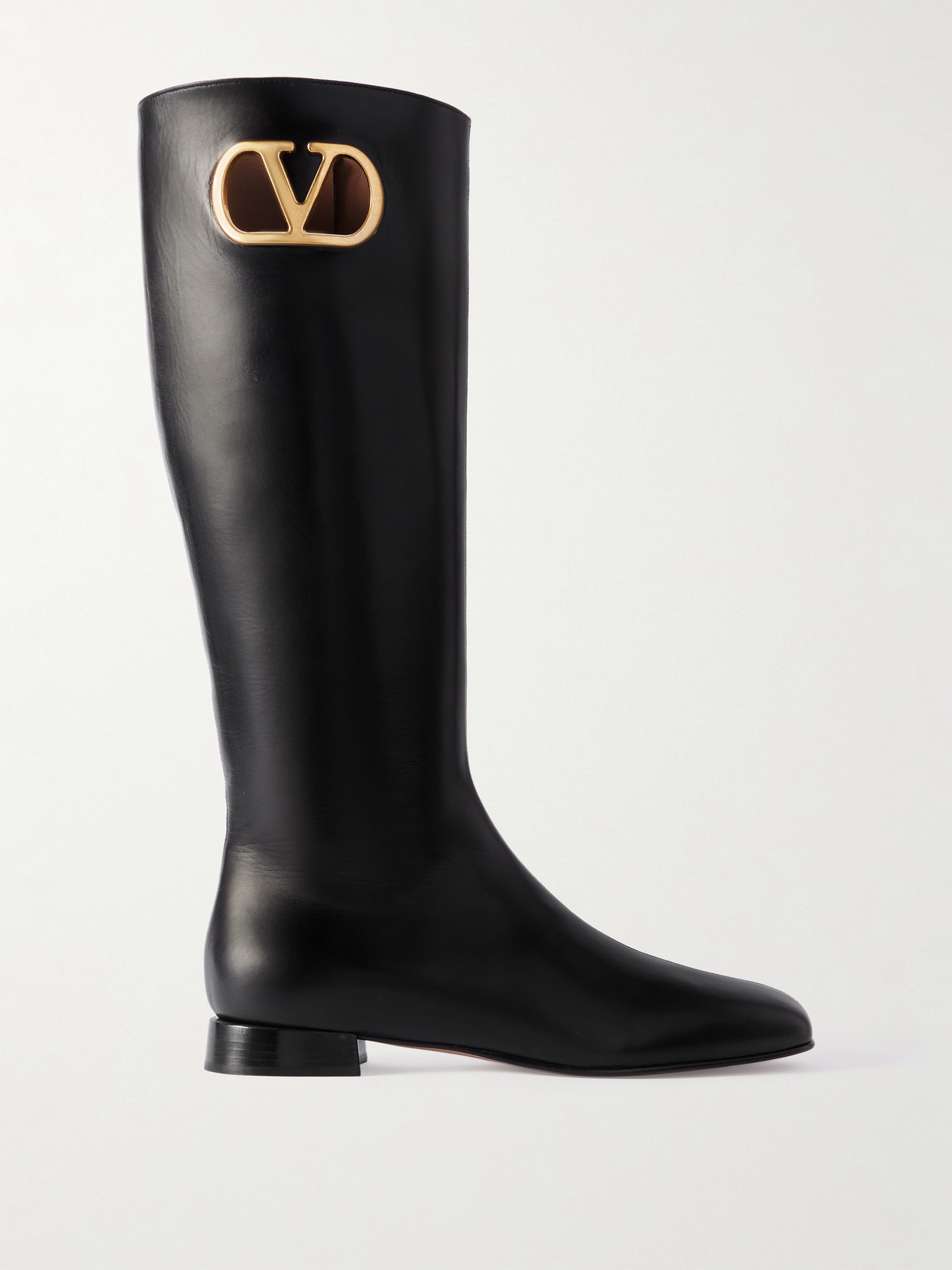 Valentino Garavani Valentino Vlogo Leather Knee-high Boot In Black