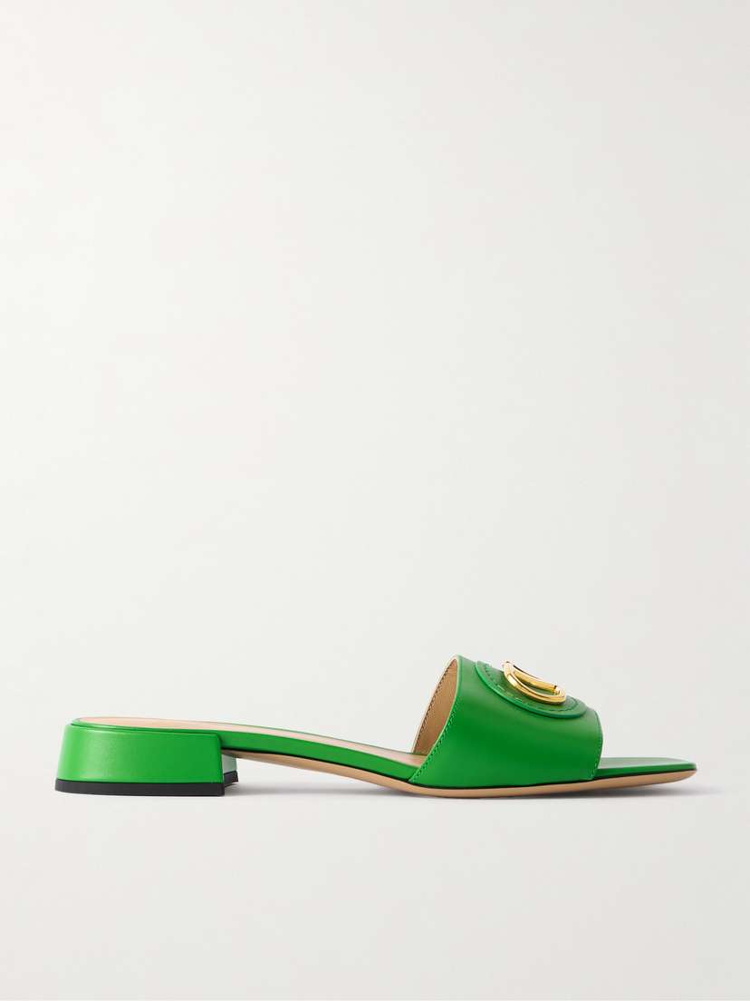 Valentino Garavani Vlogo Embellished Leather Slides