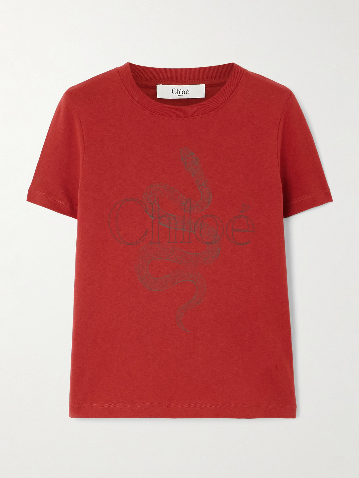 Chloé Printed Cotton-jersey T-shirt In Red