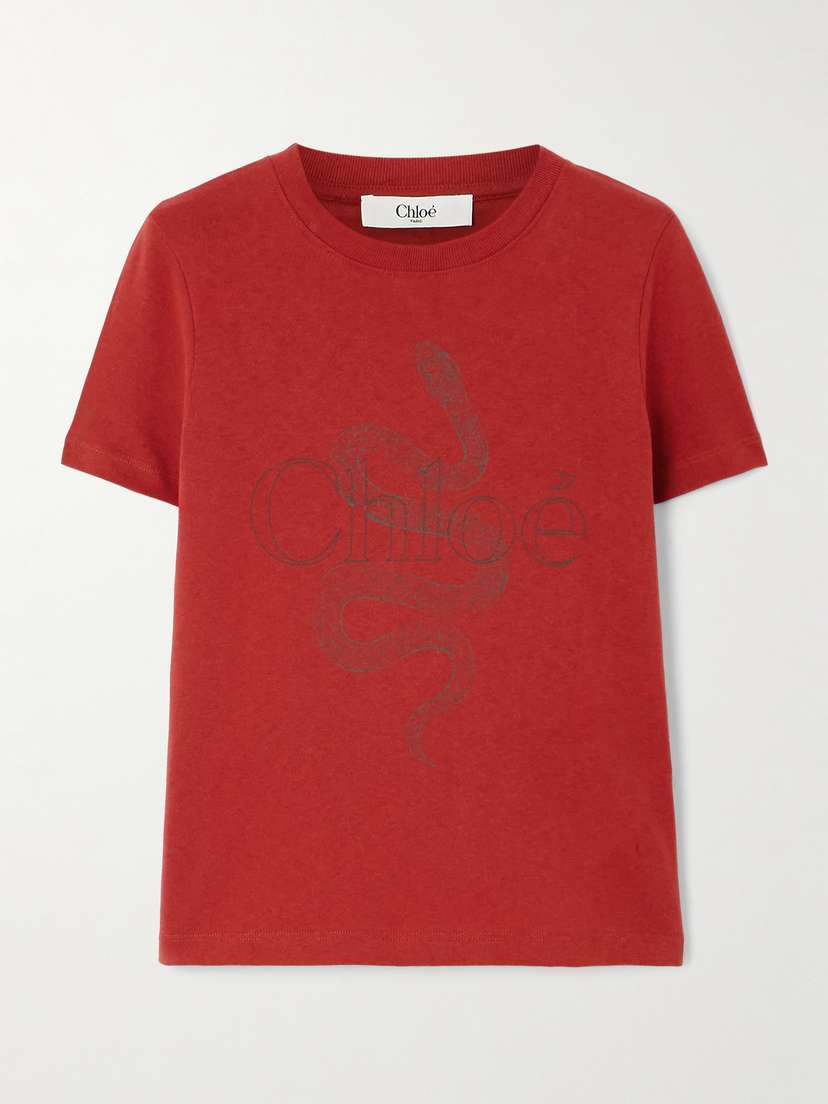 Chloé Printed Cotton-jersey T-shirt