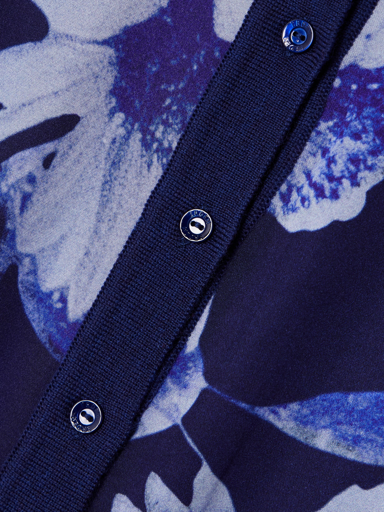Erdem Merino Wool And Floral-print Satin Cardigan In Blue