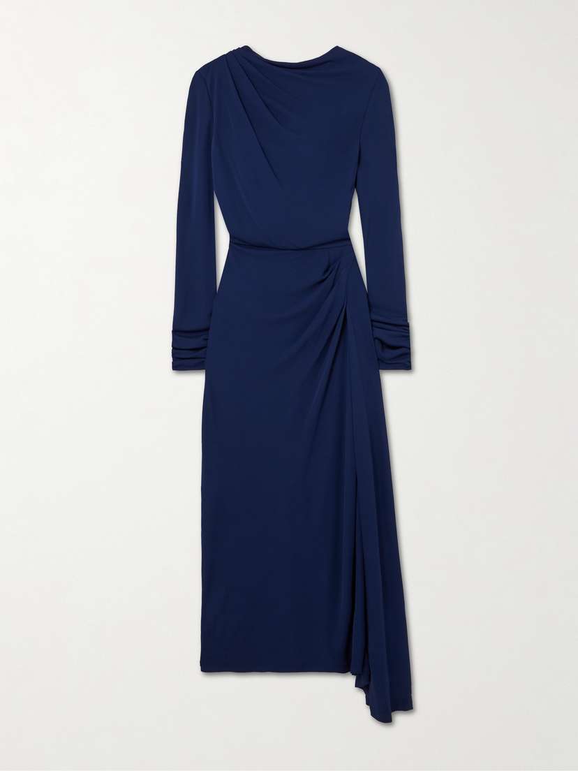 Erdem Draped Gathered Stretch-crepe Midi Dress - UK 6