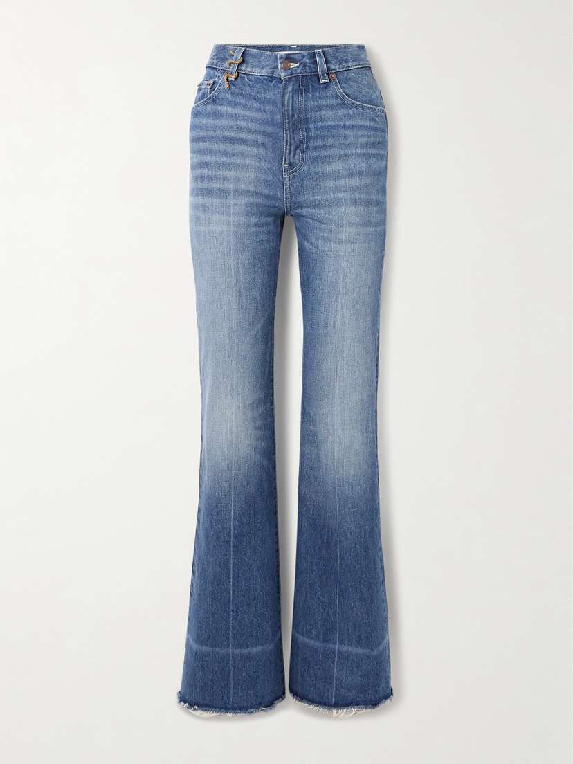 Chloé Snake Frayed Embellished Straight-leg Jeans