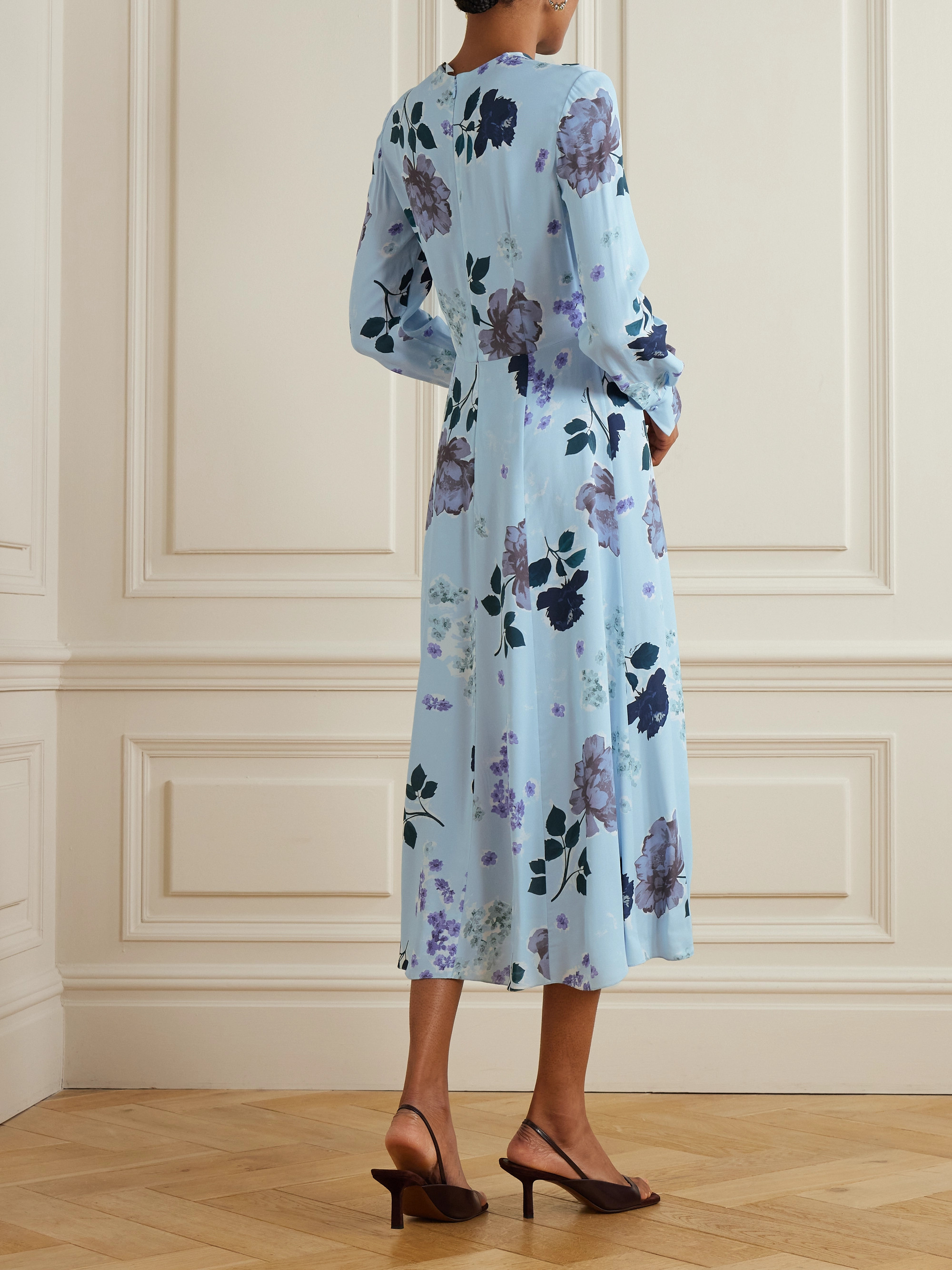 Erdem - Margot pleated floral-print silk crepe de chine midi dress | Plush
