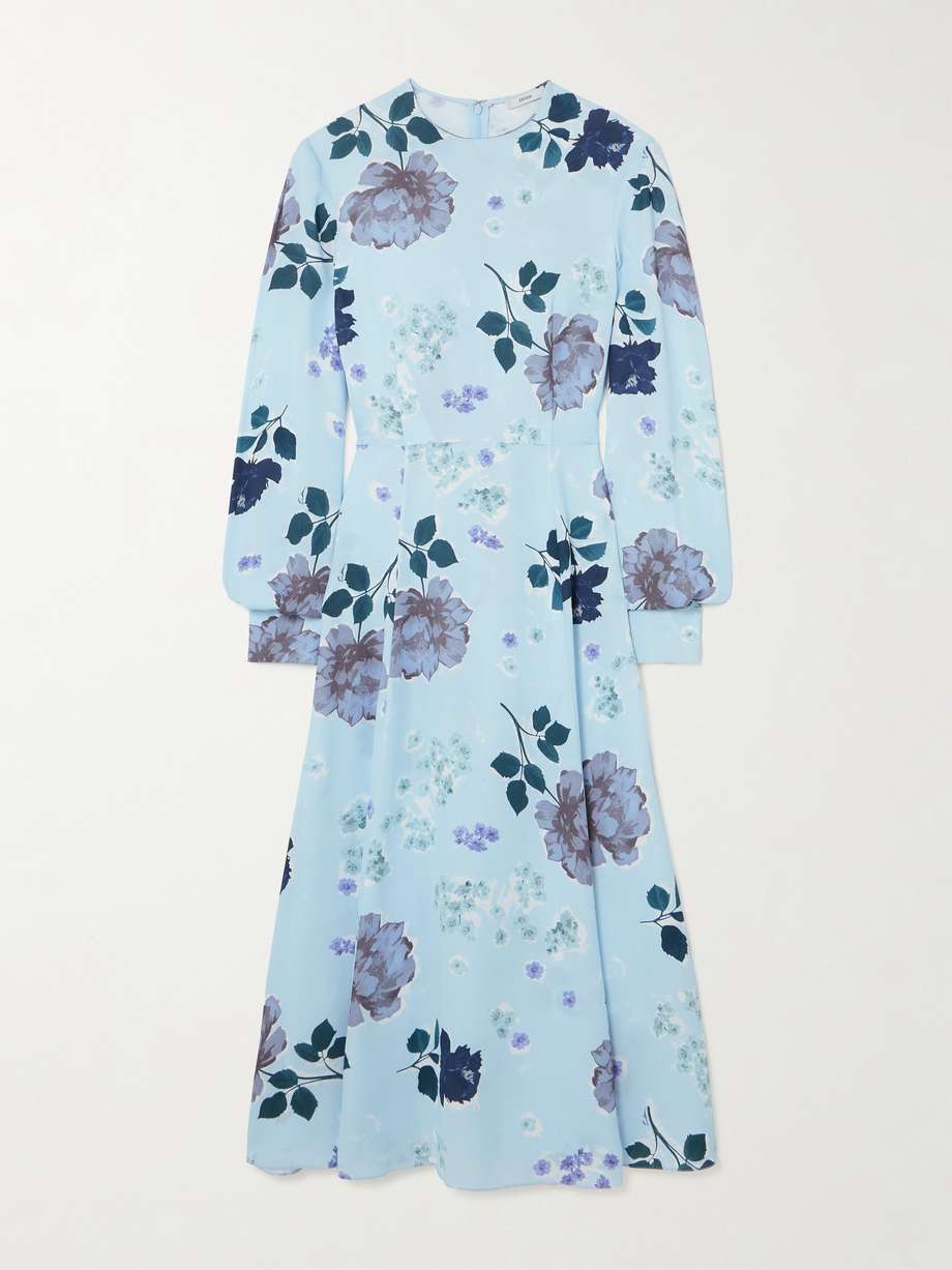 margot pleated floral-print silk crepe de chine midi dress