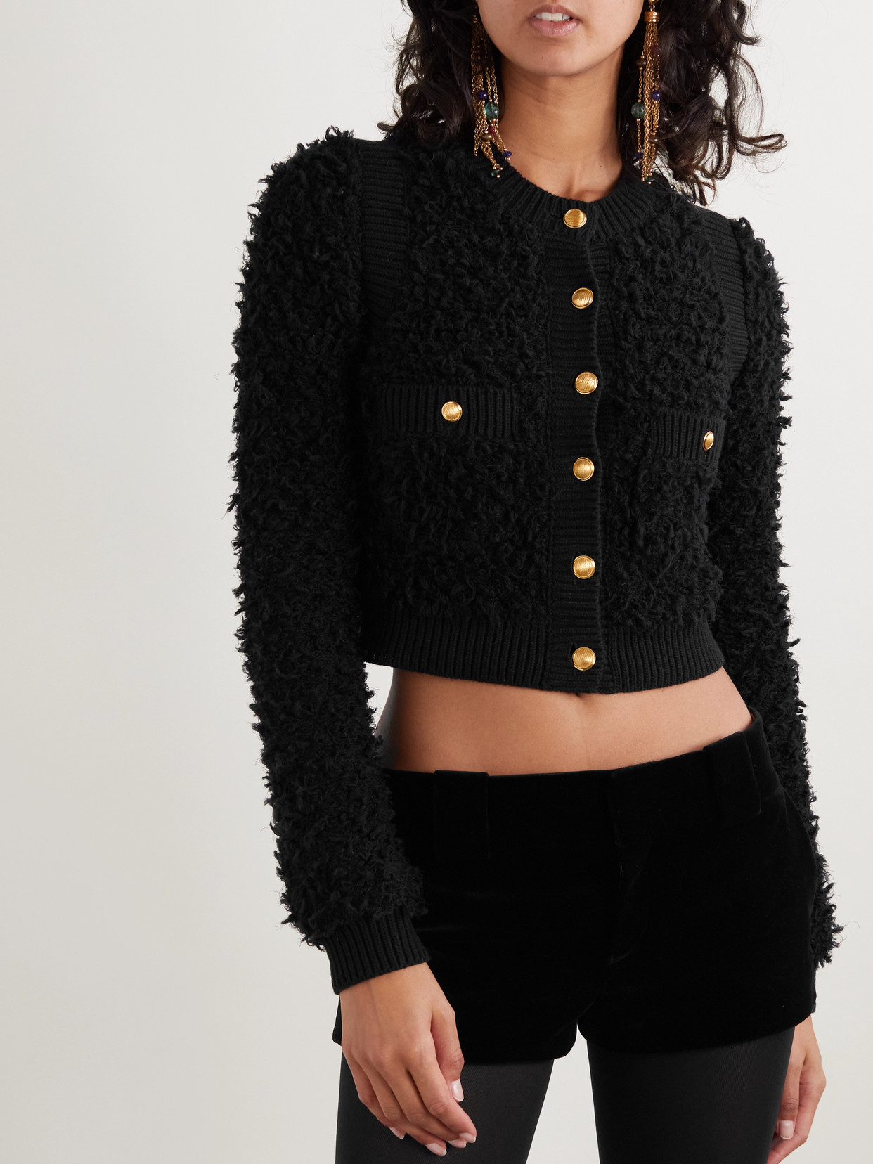 CHLOÉ WOOL AND SILK-BLEND BOUCLÉ CARDIGAN