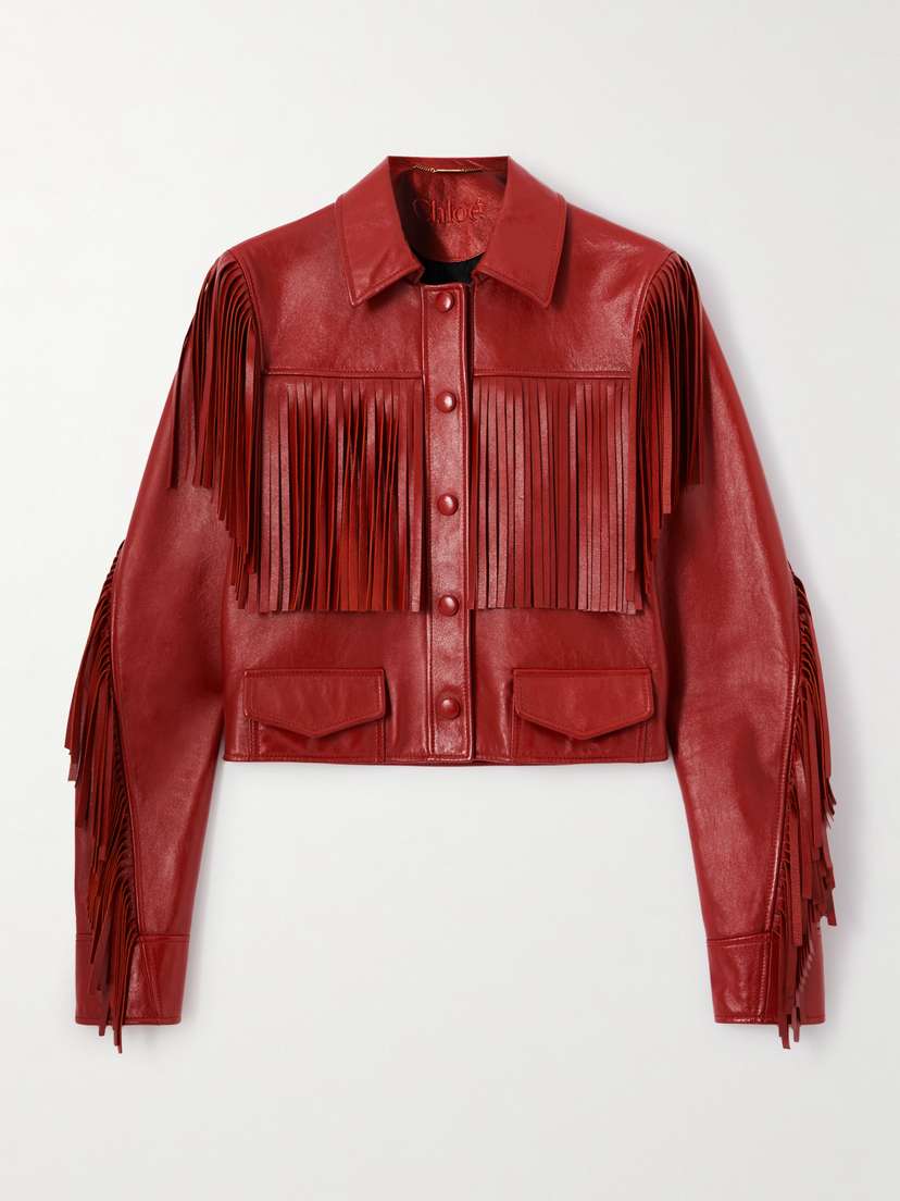 Chloé Cropped Fringed Leather Jacket