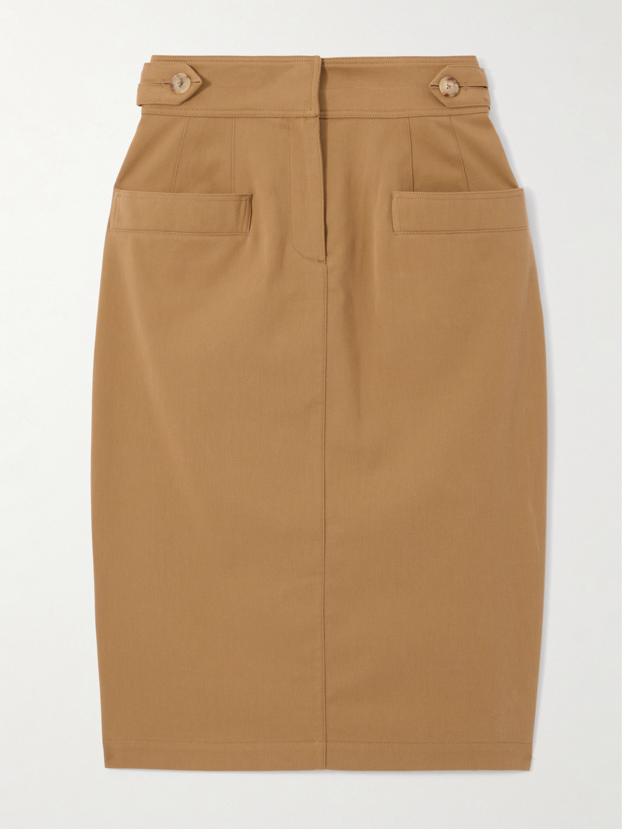 Chloé Cotton-twill Midi Skirt In Brown